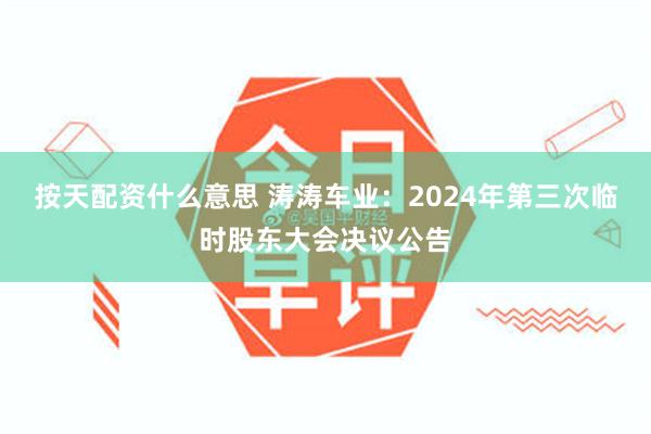 按天配资什么意思 涛涛车业：2024年第三次临时股东大会决议公告