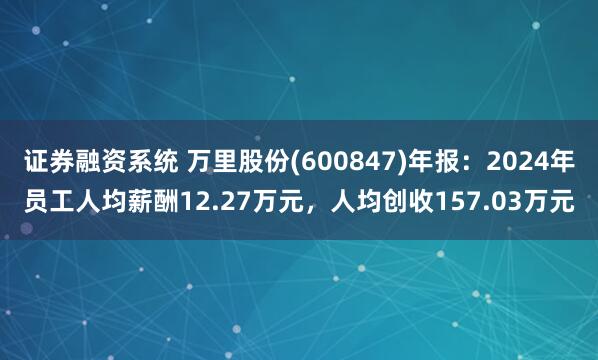 证券融资系统 万里股份(600847)年报：2024年员工人均薪酬12.27万元，人均创收157.03万元