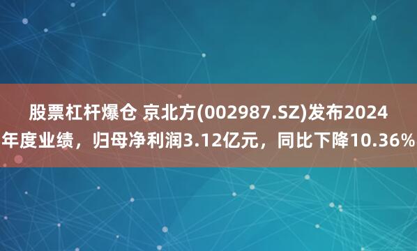 股票杠杆爆仓 京北方(002987.SZ)发布2024年度业绩,归母净利润3.12亿元,同比下降10.36%
