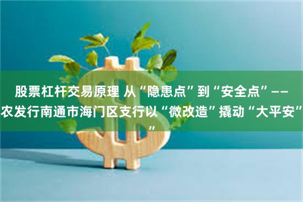 股票杠杆交易原理 从“隐患点”到“安全点”——农发行南通市海门区支行以“微改造”撬动“大平安”